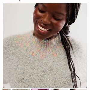 Free People Stardust Pullover Sweater in Dove Combo Size S. NWT